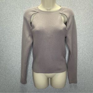 Abercrombie & Fitch Cutwork Ribbed Long Sleeve Stretch Sweater